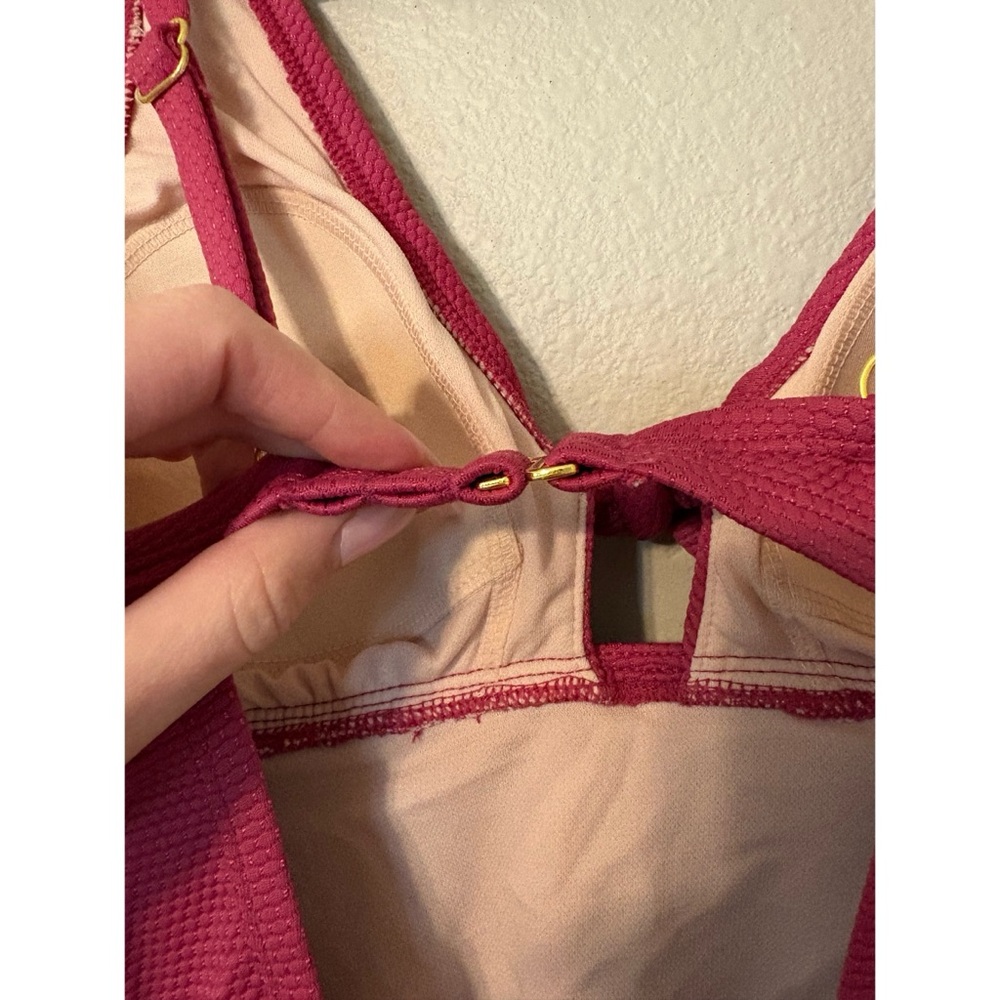 Kona Sol | NWOT Mauve One Piece Tie Front Textured Swimsuit - Picture 9 of 10
